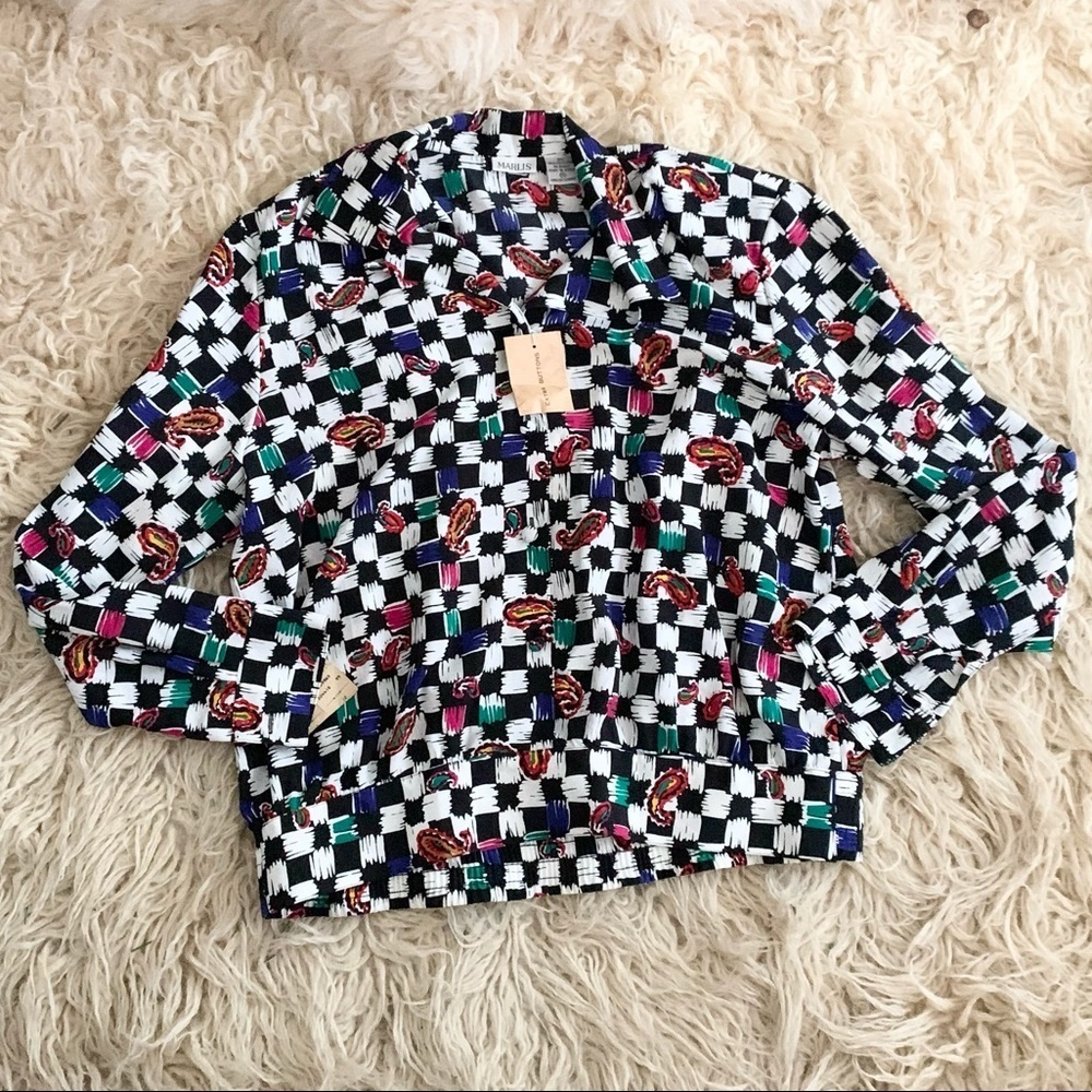 Marlis | Vintage Multicolored Blouse New With Tags Size 12 - Picture 12 of 16